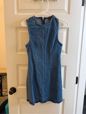 Blue Blush Sleeveless Denim Mini Dress in Blue